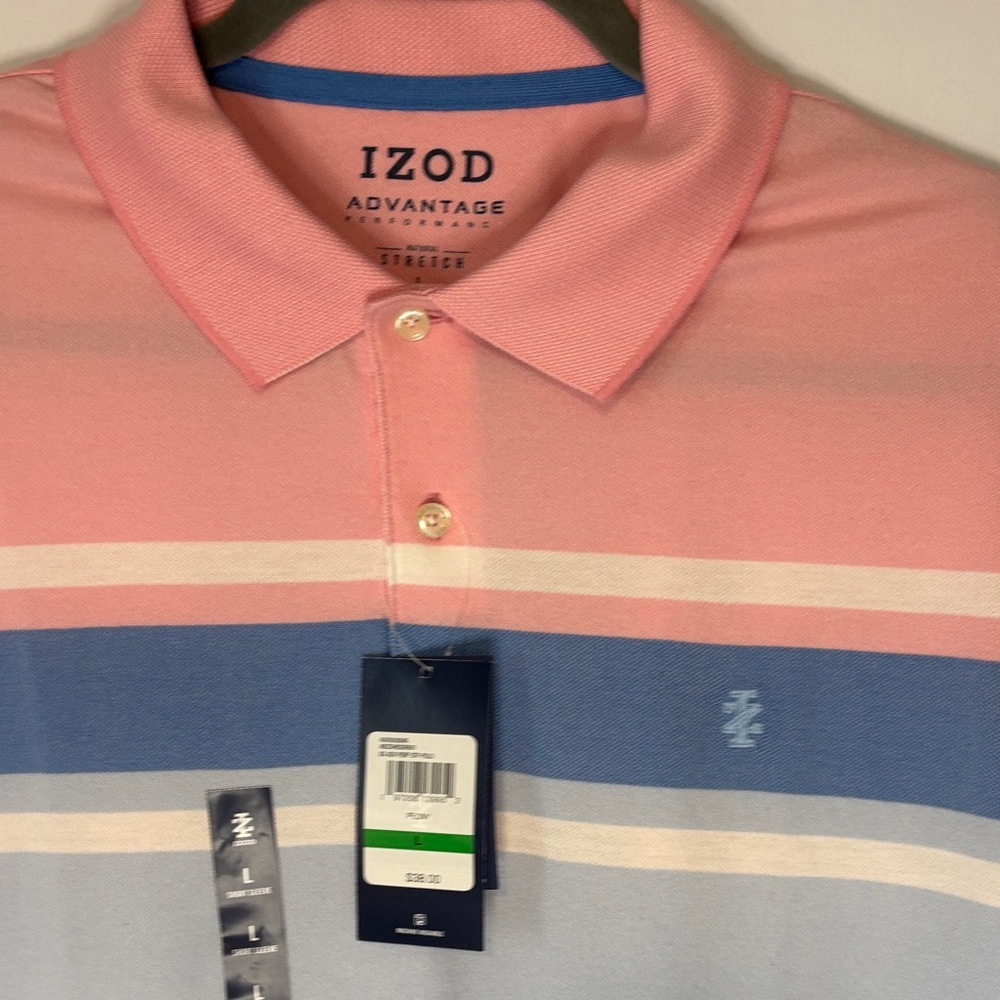 Izod Men's Polo in Pink and Blue Stripes